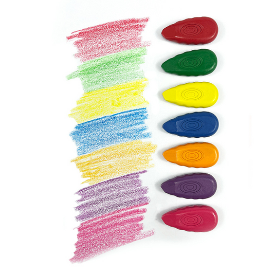 Waterdrop-shaped plastic crayons that don't stick to your hands and come in peanut shapes.