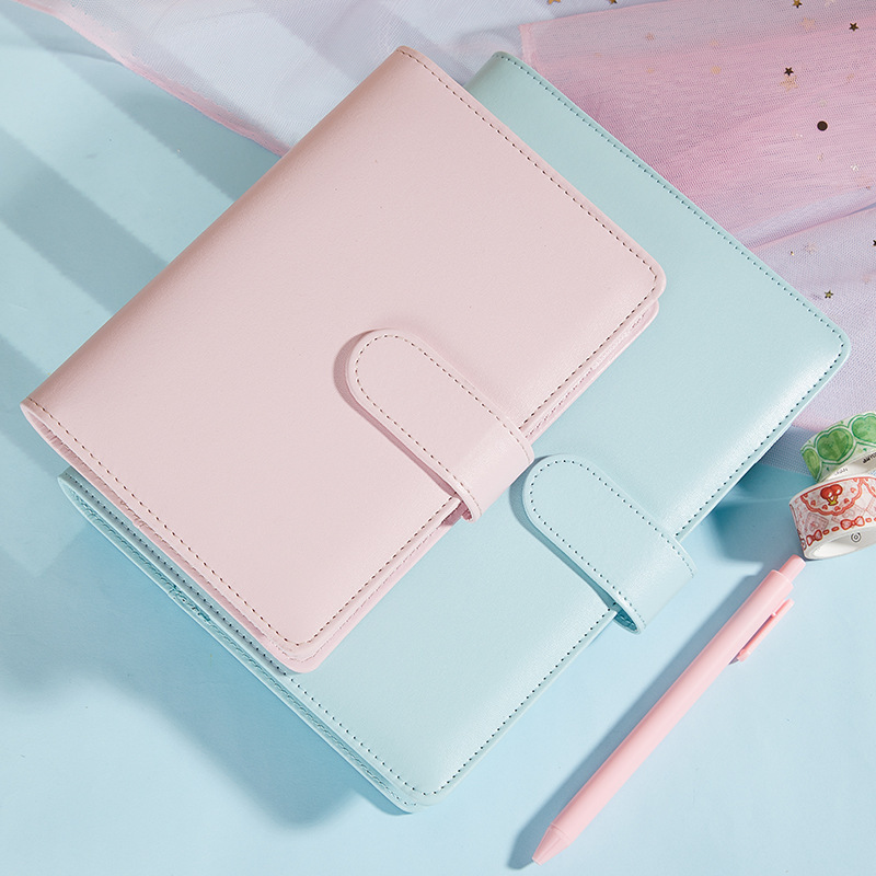 Macaron-style, minimalist, soft-cover, loose-leaf notebook
