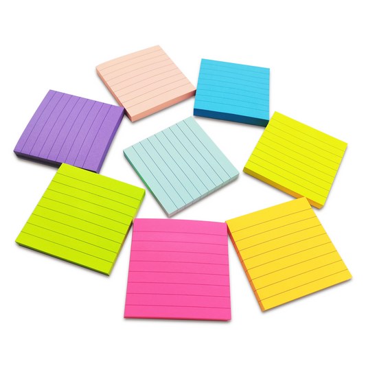 Colored sticky notes, square-shaped notes