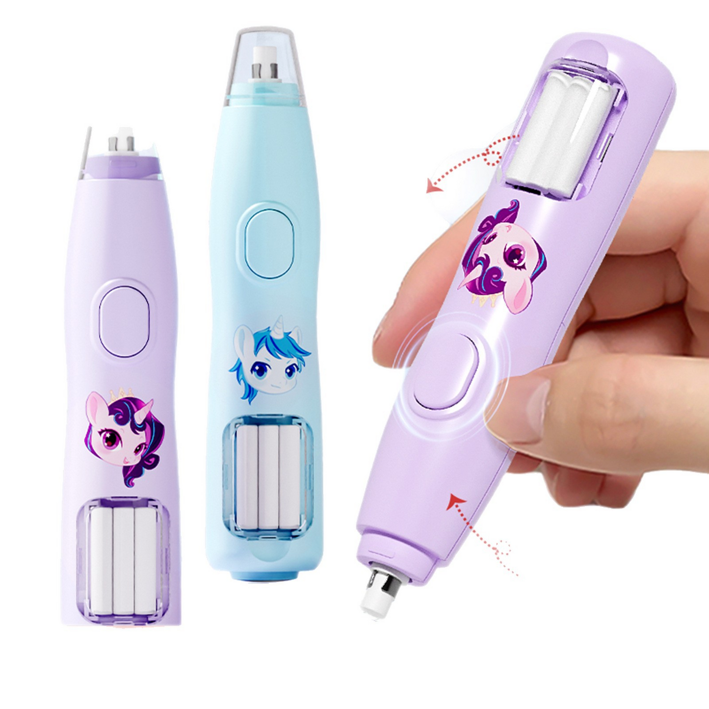 Electric erasers leave no marks, produce little dust, and are easy to use.