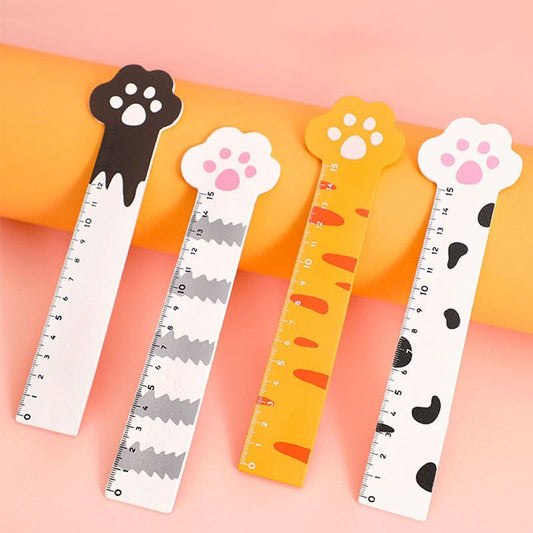 15-cm wooden drawing and measuring ruler with cat-claw shape