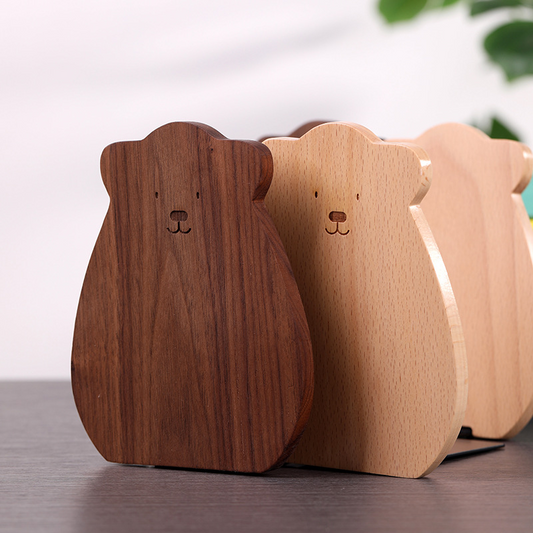 Solid wood bookshelf, thickened bookshelf, file holder, desktop book support, book storage, wooden bear bookend