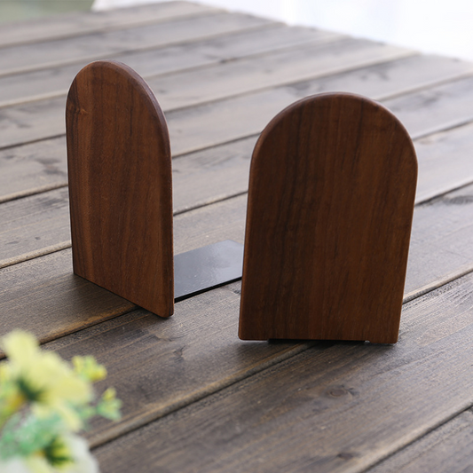 Japanese-style minimalist wooden bookend, creative black walnut wood thickened bookshelf bookend, solid wood book back for students.