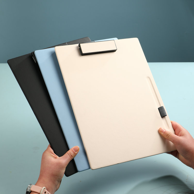 A4 Business Meeting Clipboard Manager Folder Sticker Notepad Writing Pad Thick Leather Sign-out Clip
