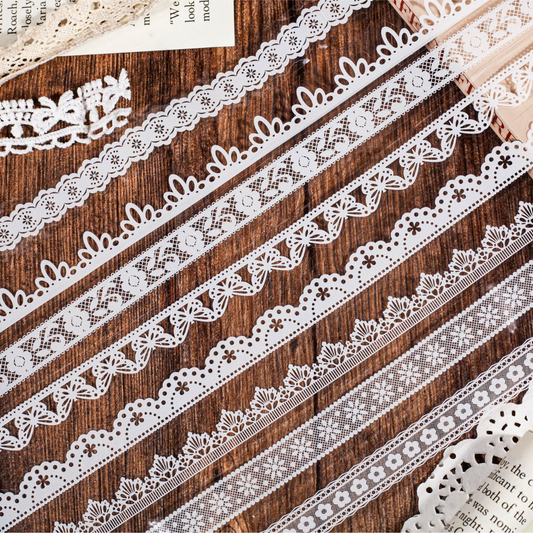 Lotte Lace Series Lace Trim Journaling Material Recycling Stickers Creative Stickers