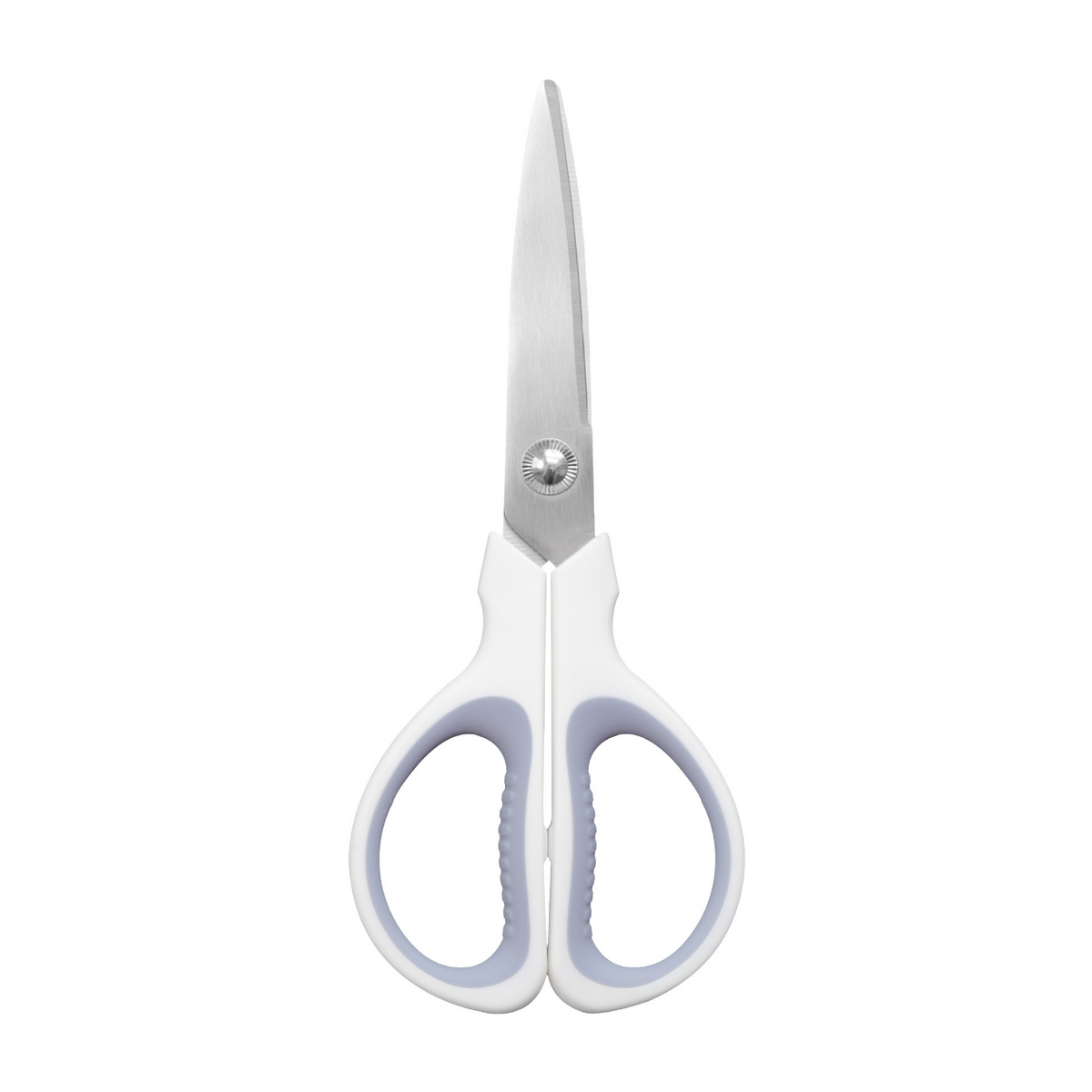 Stainless steel stationery scissors with double-injection molded handles, small household scissors
