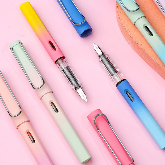 Gradient-color E-tip, EF-tip, upright posture, ink cartridge, ink, fountain pen