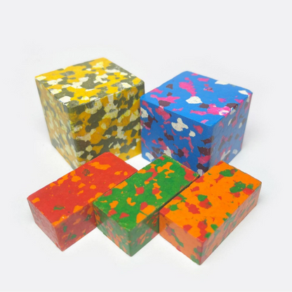 3D plastic crayons in a block shape, washable with water and do not stain hands.