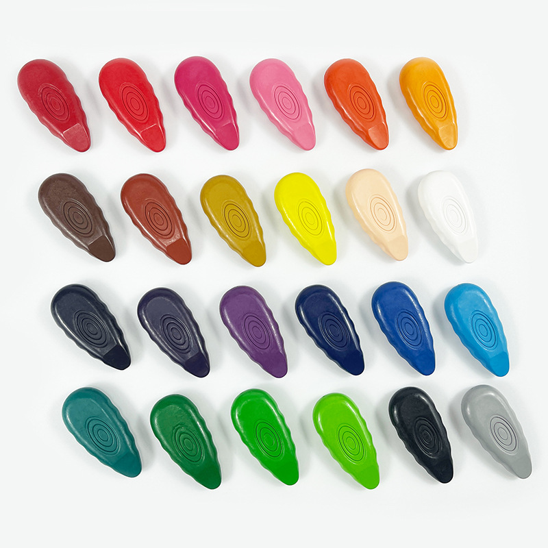 Waterdrop-shaped plastic crayons that don't stick to your hands and come in peanut shapes.