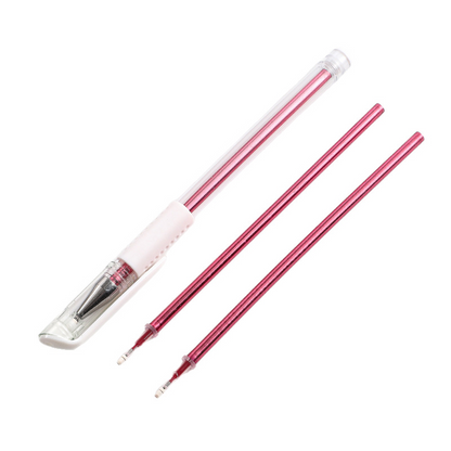 Colored pen refills: white, rose red, pink, purple; gel pens.