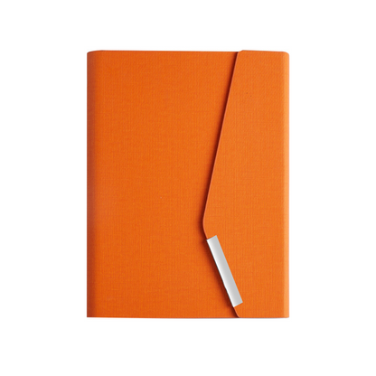 Office clip-on, three-fold, loose-leaf notepad with clip fastener