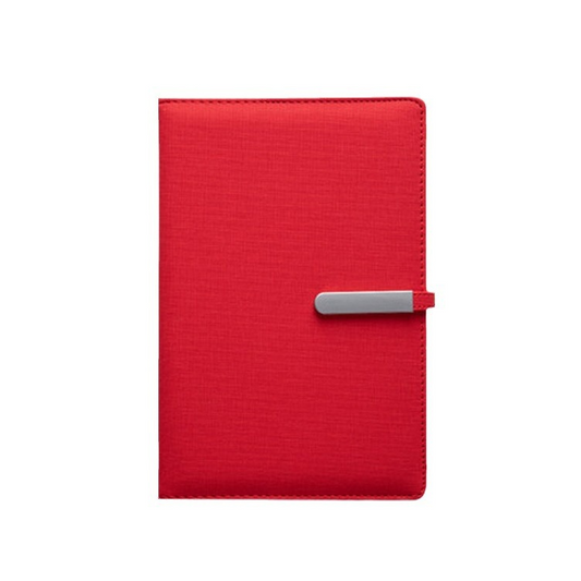 Business-style textured notebook with metal snap fastener