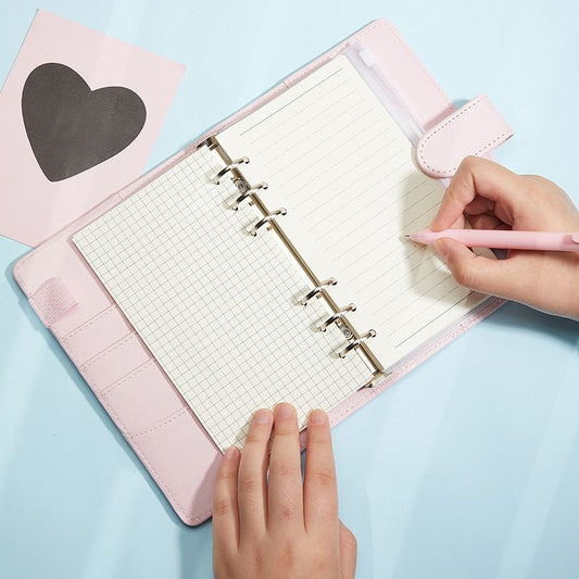 Macaron-style, minimalist, soft-cover, loose-leaf notebook