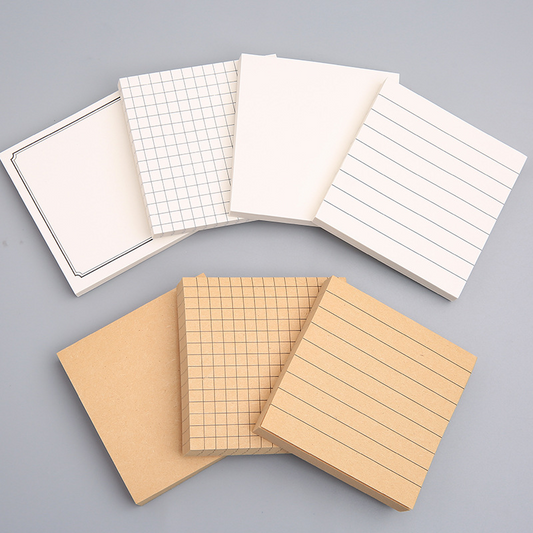 Creative sticky note pad with removable, adhesive grid-style notes and sticky note paper