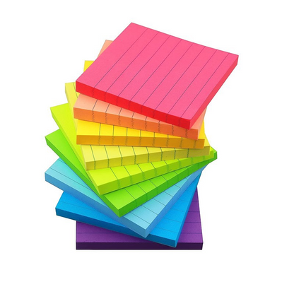 Colored sticky notes, square-shaped notes