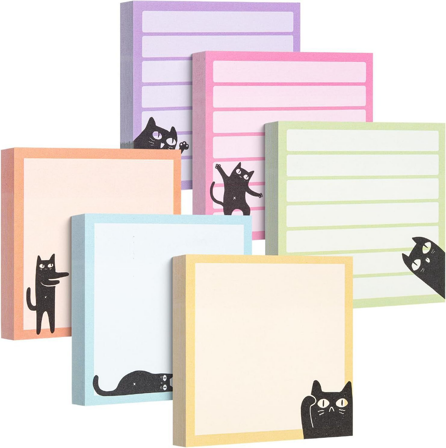 Cute cat-themed sticky notes, fridge message stickers, cartoon-style note tags
