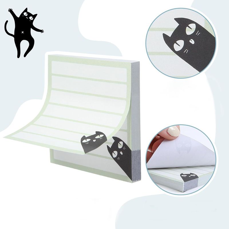 Cute cat-themed sticky notes, fridge message stickers, cartoon-style note tags