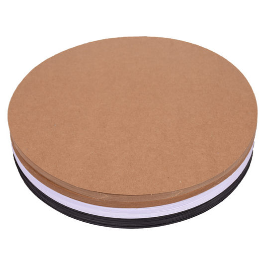 200 grams of thick, round kraft paper suitable for black-and-white art painting – 29-cm round white cardboard sheet