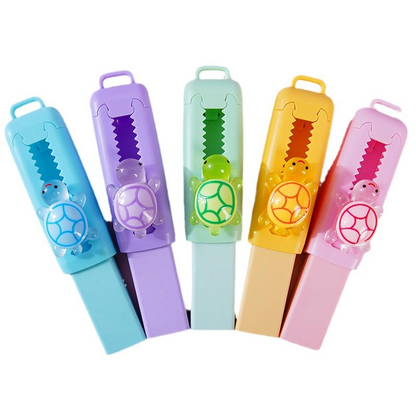 Cute little turtle-shaped eraser – easy to clean, produces few debris, and features a push-type mechanism for use.