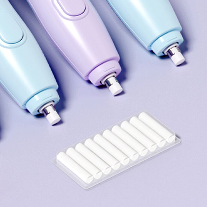 Electric erasers leave no marks, produce little dust, and are easy to use.