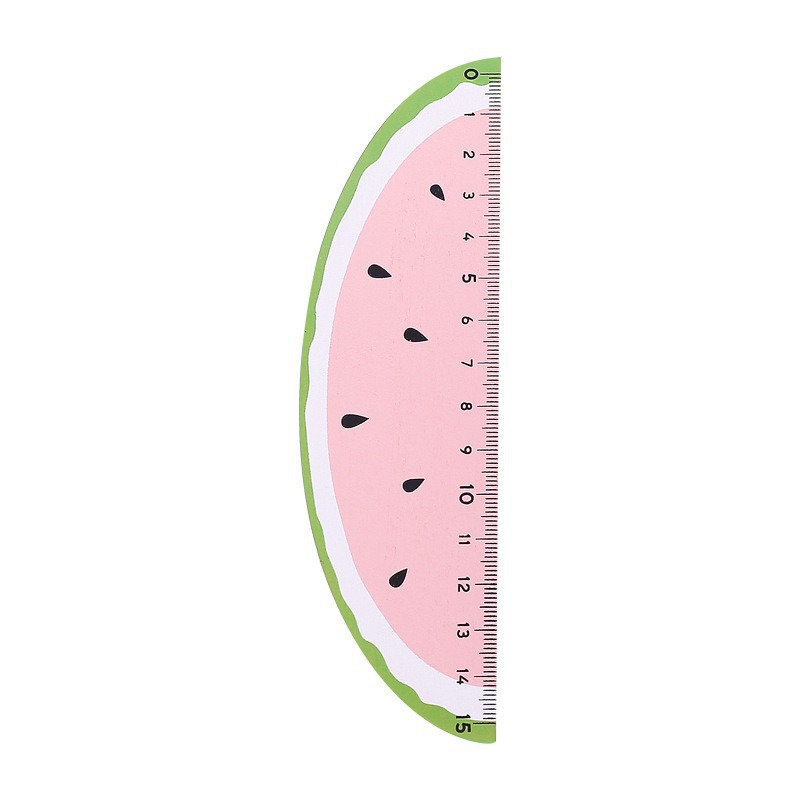 Cartoon ruler in the shape of a woody fruit