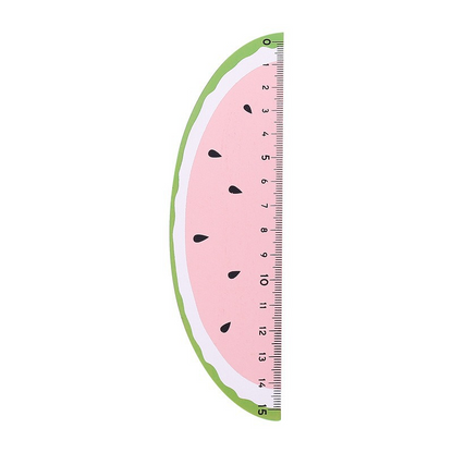 Cartoon ruler in the shape of a woody fruit