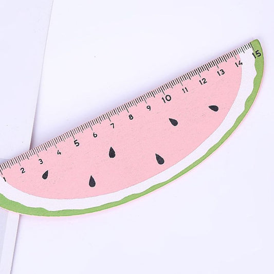 Cartoon ruler in the shape of a woody fruit