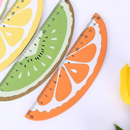 Cartoon ruler in the shape of a woody fruit