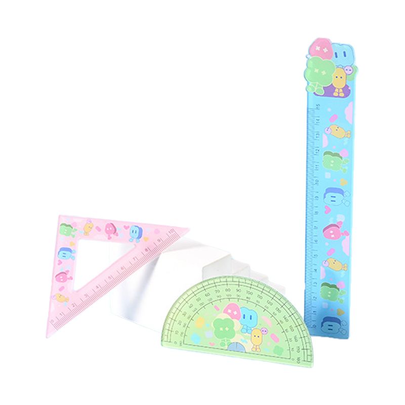 Acrylic straightedge and set square set