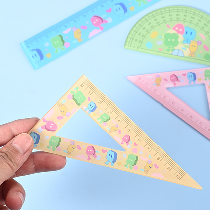 Acrylic straightedge and set square set