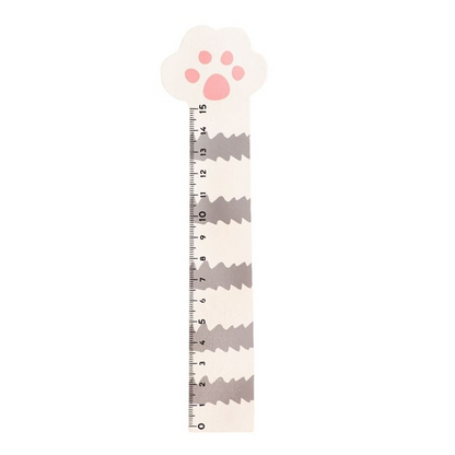 15-cm wooden drawing and measuring ruler with cat-claw shape