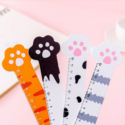 15-cm wooden drawing and measuring ruler with cat-claw shape