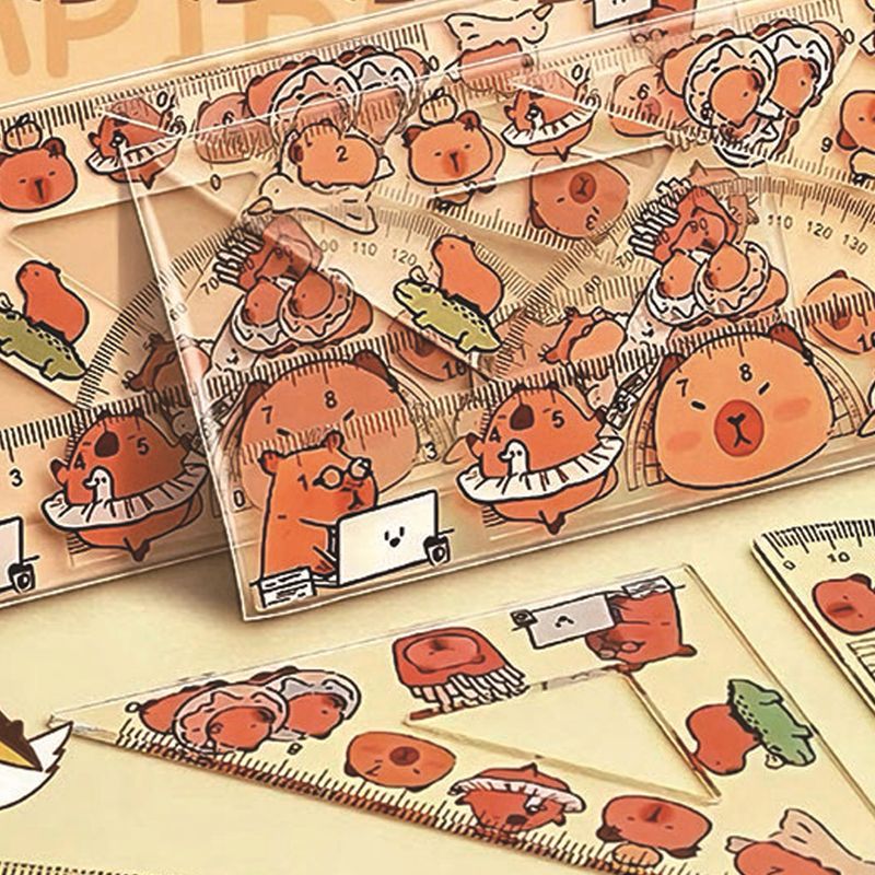 Set of 4 cartoon rulers: hard rulers, creative stationery, drawing rulers