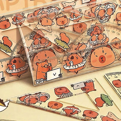 Set of 4 cartoon rulers: hard rulers, creative stationery, drawing rulers