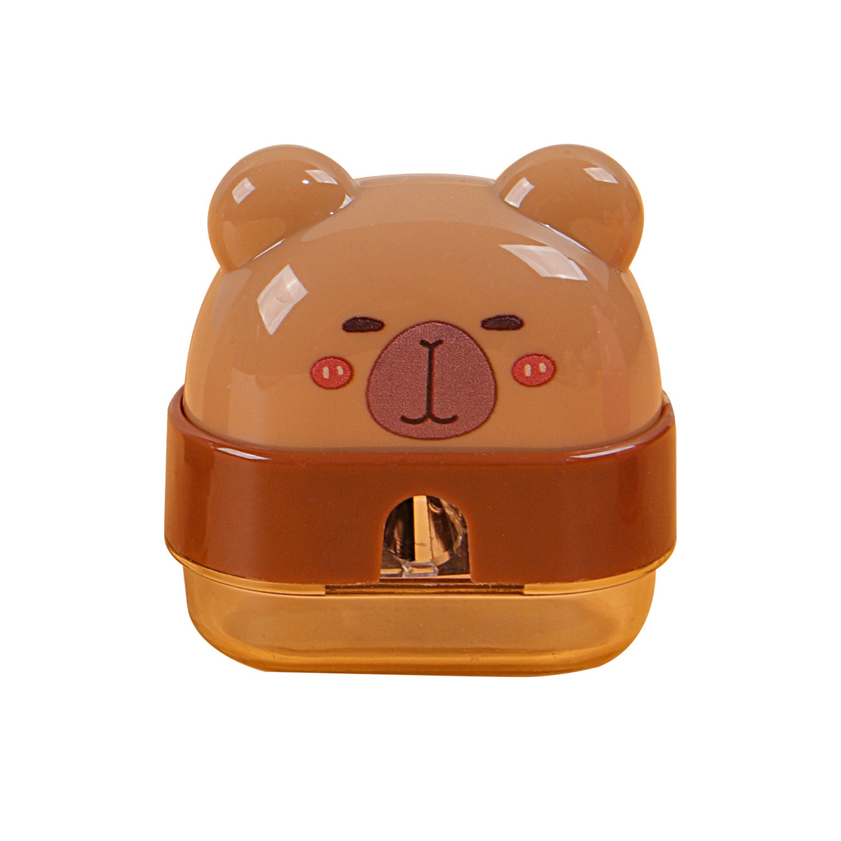 Kapibara-shaped pencil sharpener with two holes