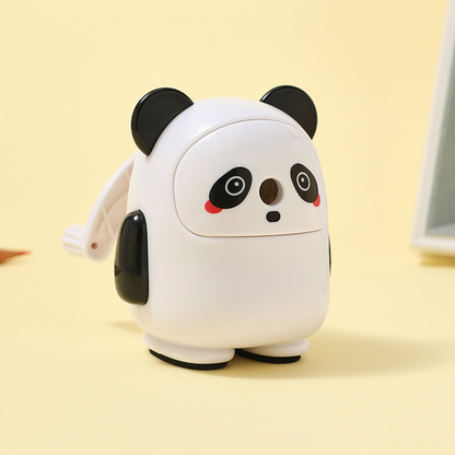 Cartoon-style pencil sharpener, automatic and hand-cranked, designed for primary school students to use for sharpening pencils.