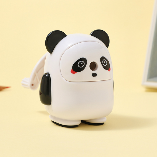 Cartoon-style pencil sharpener, automatic and hand-cranked, designed for primary school students to use for sharpening pencils.