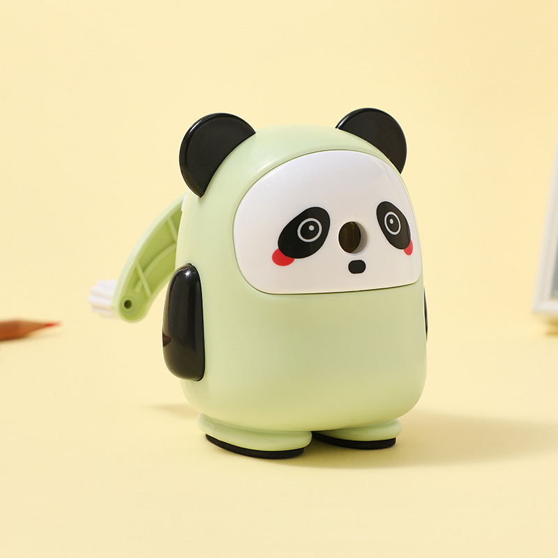 Cartoon-style pencil sharpener, automatic and hand-cranked, designed for primary school students to use for sharpening pencils.
