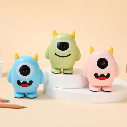 Monster-themed cartoon pencil sharpener, suitable for primary school students to use for sharpening pencils – hand-cranked type.