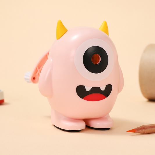Monster-themed cartoon pencil sharpener, suitable for primary school students to use for sharpening pencils – hand-cranked type.
