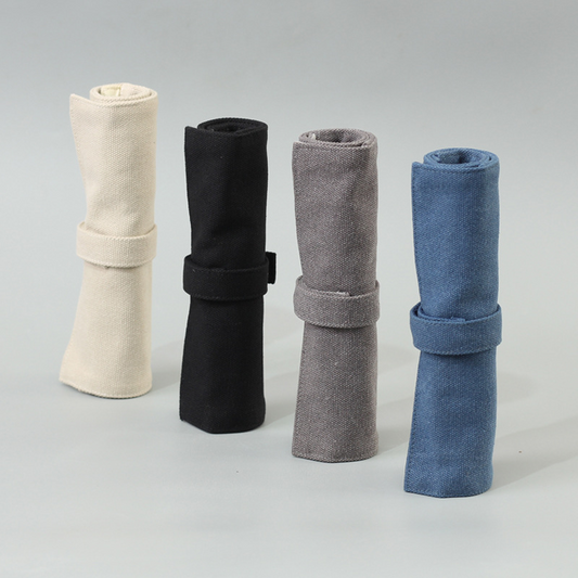 Artistic and retro Chinese style canvas pencil case for primary, middle and high school students, simple men's and women's stationery box