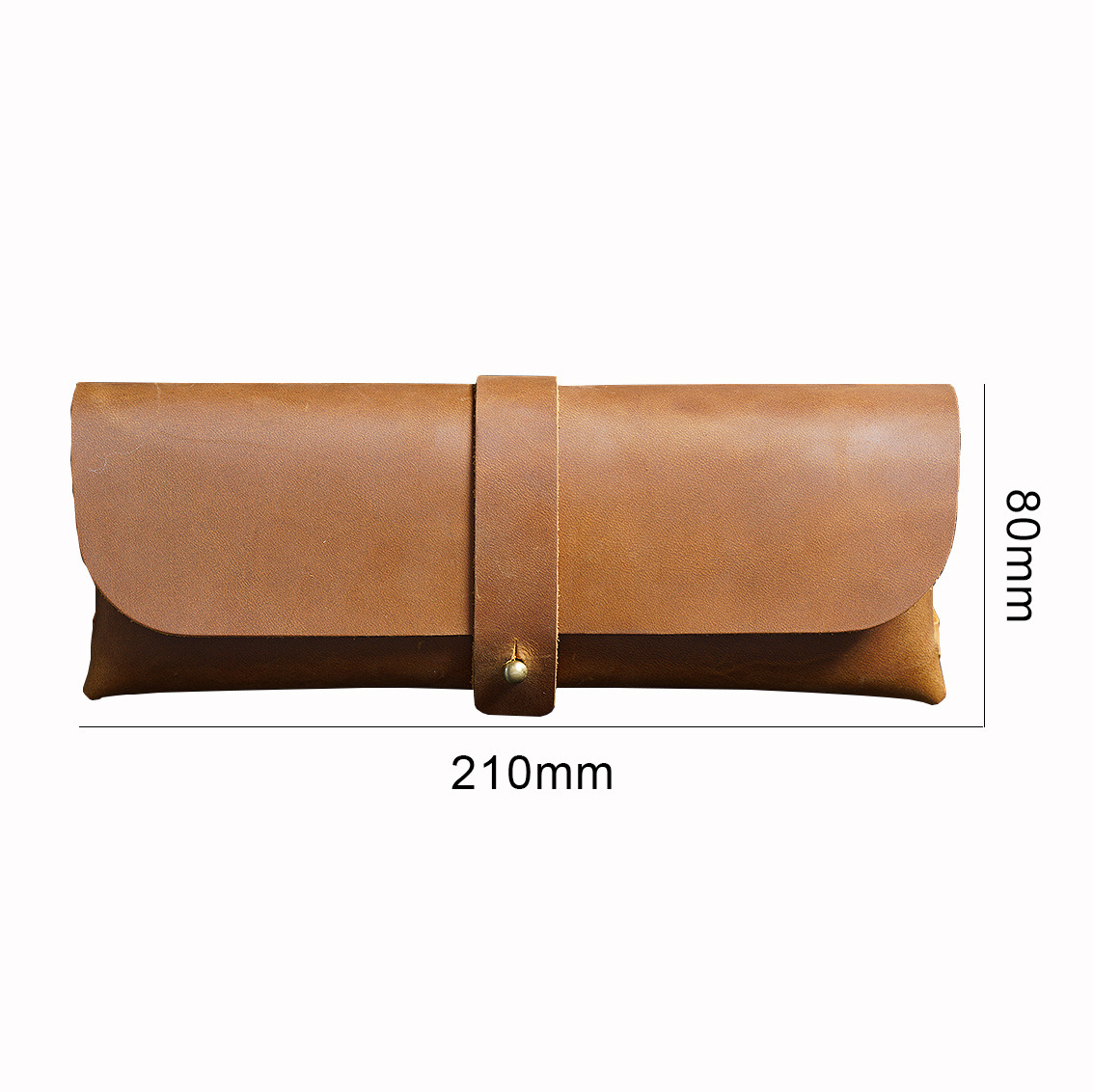 Retro-style top-grain cowhide Korean-style pencil case, simple and trendy, large capacity, glasses stationery box, pencil case, in stock.