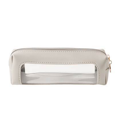 Creative transparent pencil case with window, new style, simple and fresh, solid color, large capacity, suitable for students.