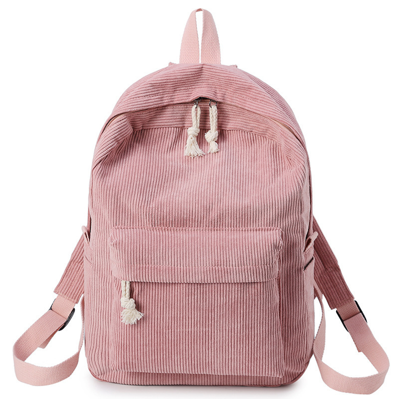 Corduroy backpack for women, 2025 autumn/winter new style, Korean style, simple street fashion, large capacity, casual women's backpack.