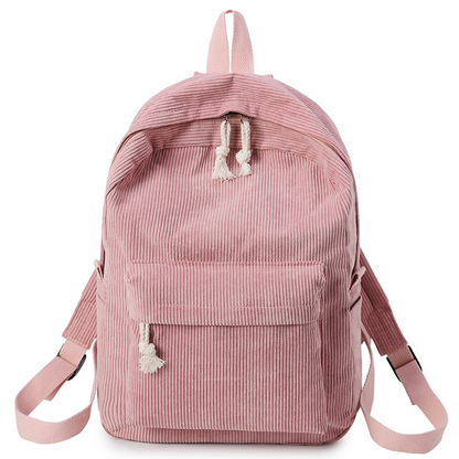 Corduroy backpack for women, 2025 autumn/winter new style, Korean style, simple street fashion, large capacity, casual women's backpack.