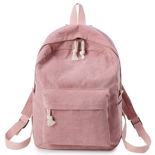 Corduroy backpack for women, 2025 autumn/winter new style, Korean style, simple street fashion, large capacity, casual women's backpack.