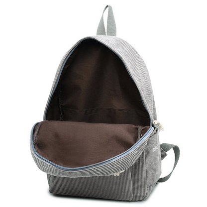 Corduroy backpack for women, 2025 autumn/winter new style, Korean style, simple street fashion, large capacity, casual women's backpack.
