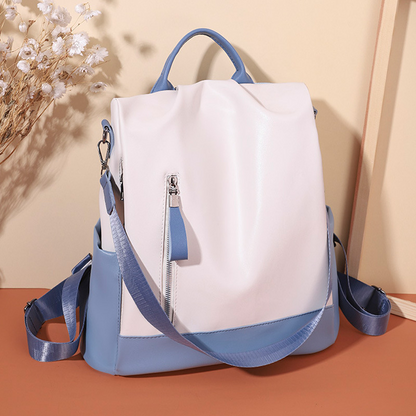 Anti-theft backpack, new summer style, fashionable leather bag, large capacity travel backpack, white shoulder bag, trendy.