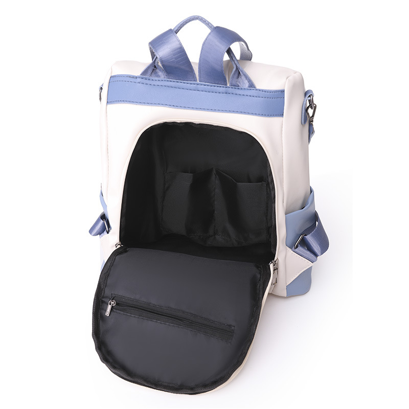 Anti-theft backpack, new summer style, fashionable leather bag, large capacity travel backpack, white shoulder bag, trendy.