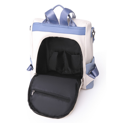 Anti-theft backpack, new summer style, fashionable leather bag, large capacity travel backpack, white shoulder bag, trendy.